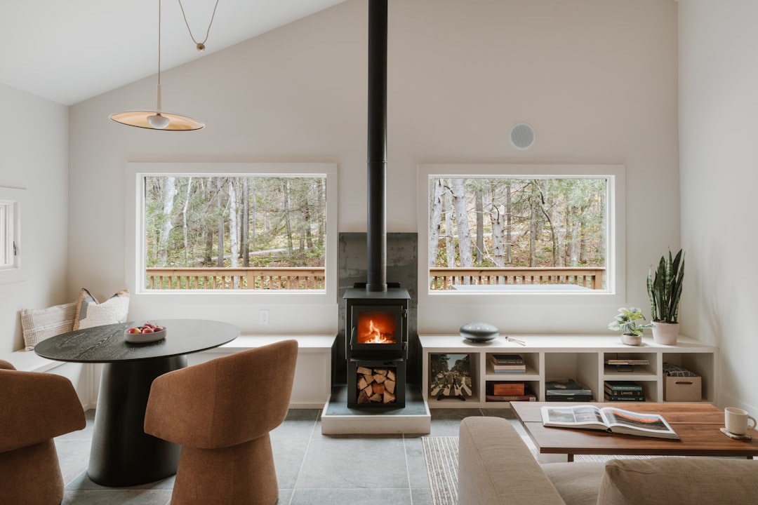 Living room with fireplace (IG: @clay.banks)
